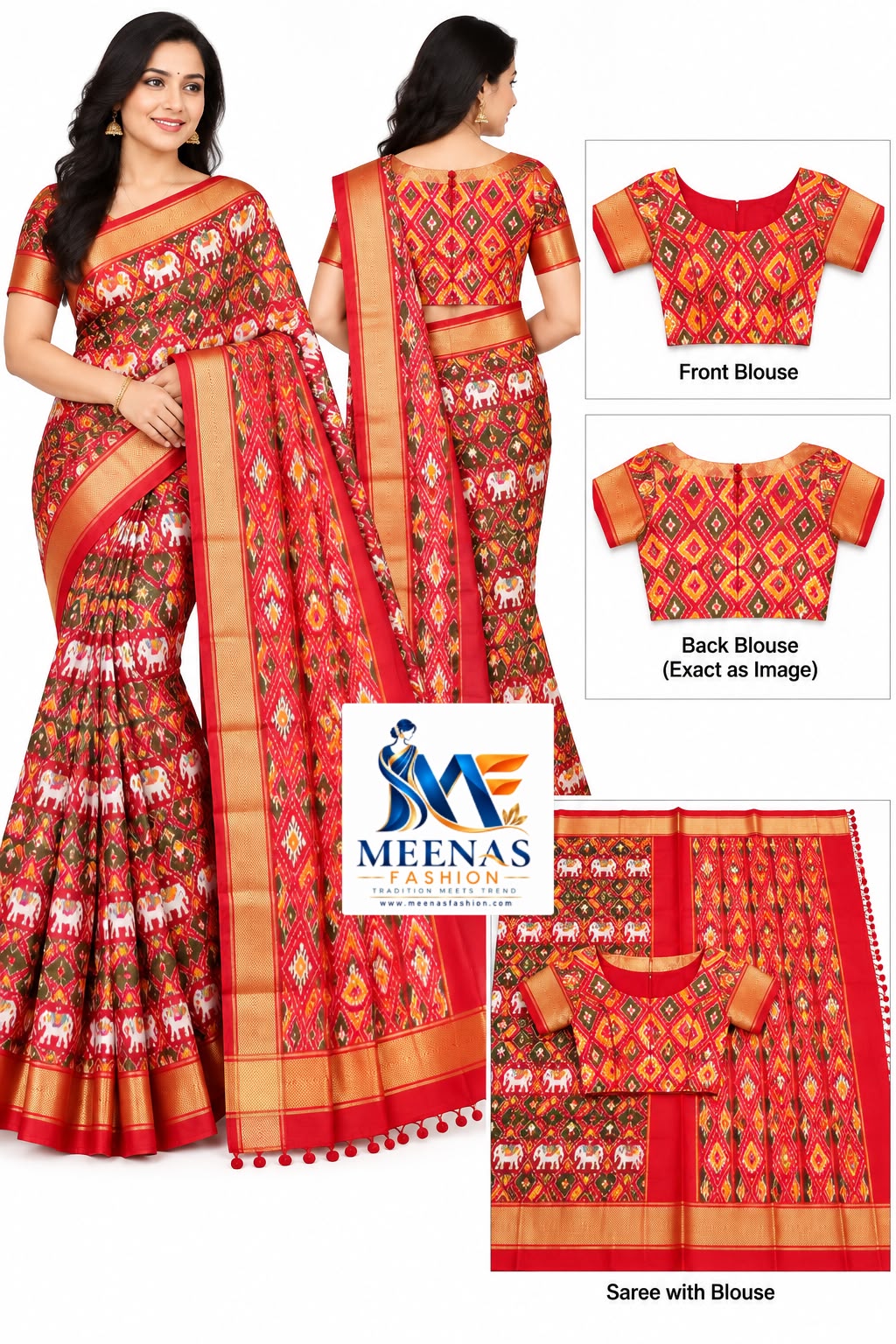Pure Ikkat Handloom Silk Saree