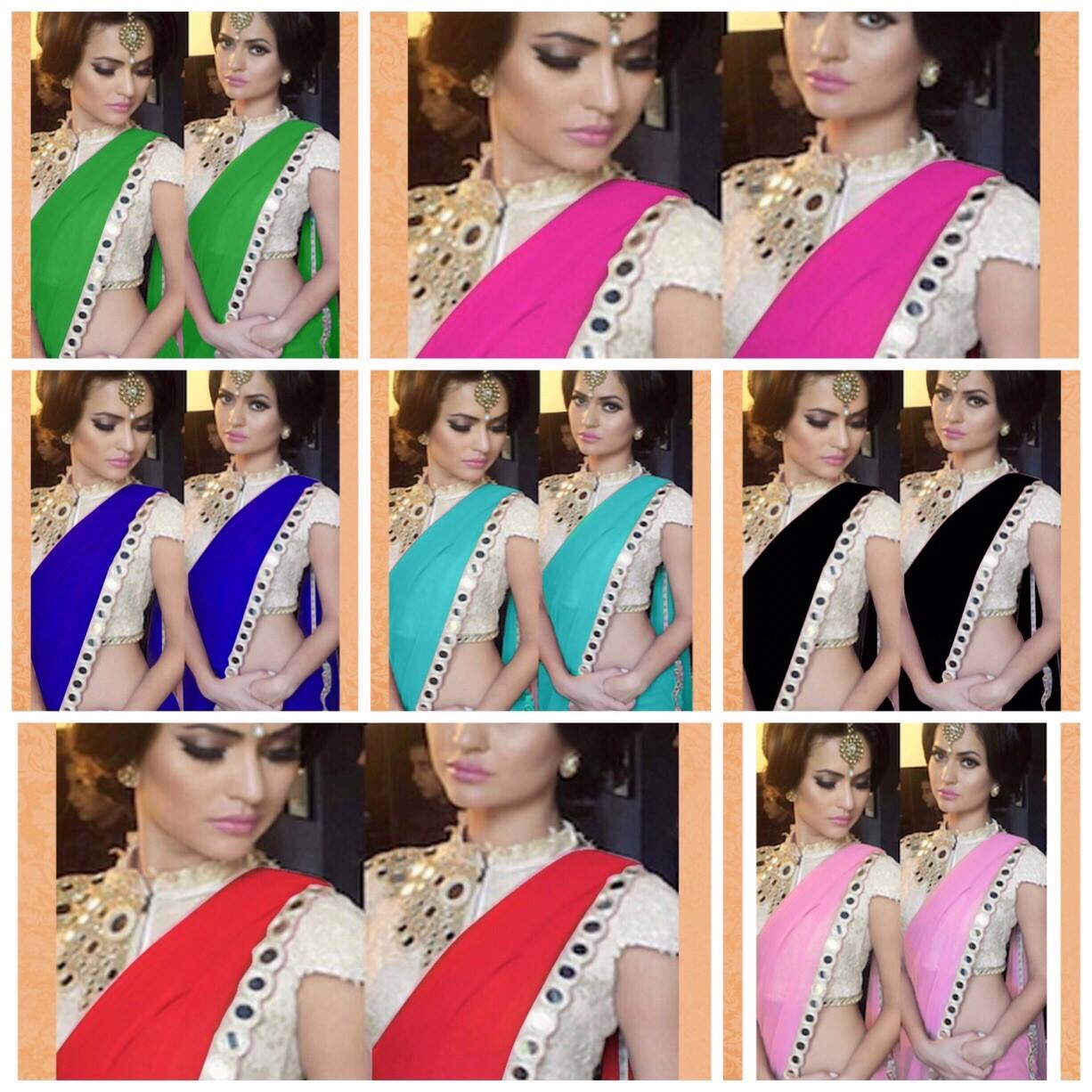 Black color georgette saree with silver color blouse - Meena's Fashion
